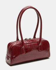 ANISE Bag Red Crocodile Elongated Shoulder Strap Handbag