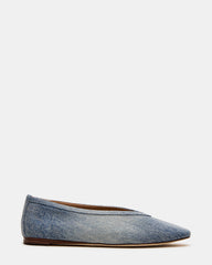 LENI Denim Fabric Square-Toe Ballet Women's Flat