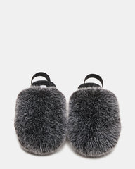 Kids' POOF Grey Slip-On Faux Fur Girls' Flat