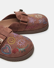 Kids' MONEYY Brown Rhinestones Girls' Slip-On Clog