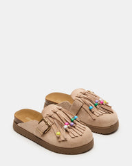 Kids' TREAT Taupe Girls' Slip-On Fringe Flat