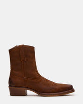 SANDERSON Dark Tan Square-Toe Western Men's Ankle Boot
