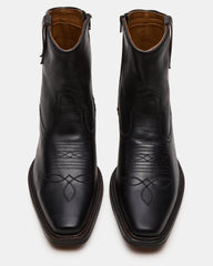 SANDERSON Black Leather Square-Toe Western Men's Ankle Boot