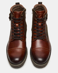 REID Cognac Lace-Up Lug Men's Ankle Boot