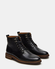 NOBY Black Leather Men's Lace-Up Ankle Boot