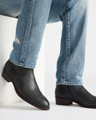 HENDRIK Black Leather Men's Ankle Boot