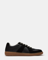 DIXON Black Leather Low-Top Panel Men's Sneaker
