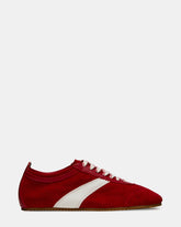 JUNA Red Low-Top Lace-Up Stripe Men's Sneaker