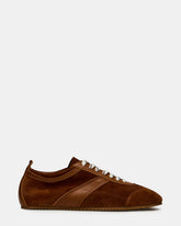 JUNA Cognac Suede Low-Top Lace-Up Stripe Men's Sneaker