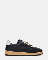 PRISMO Black Leather Low-Top Lace-Up Men's Sneaker