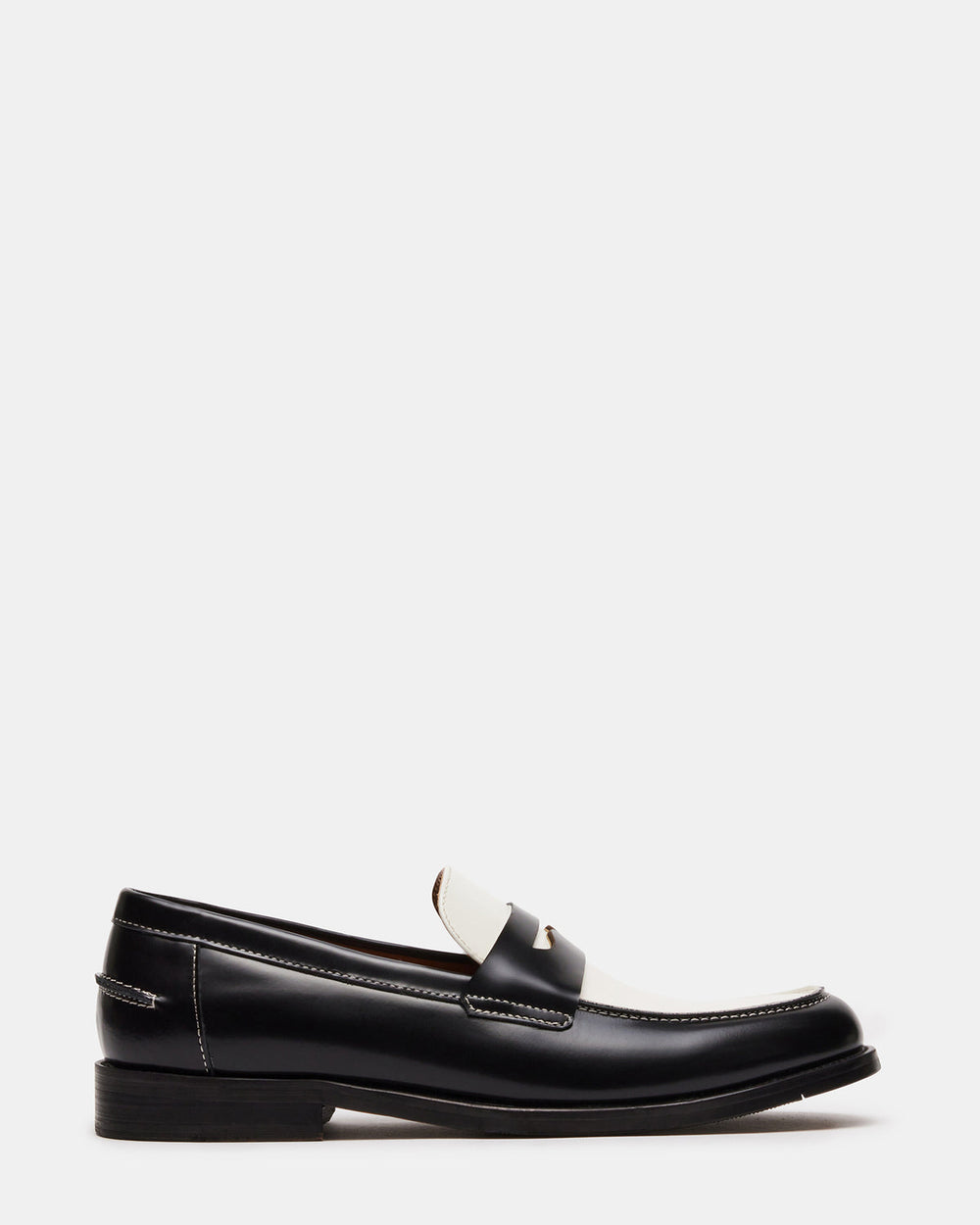 NATAN Black/ White Leather Men's Slip-On Dress Loafer