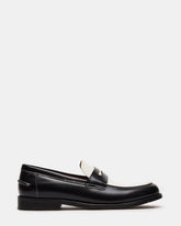 NATAN Black/ White Leather Men's Slip-On Dress Loafer