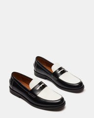 NATAN Black/ White Leather Men's Slip-On Dress Loafer