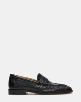 QUINCEY Black Leather Slip-On Men's Loafer