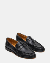 QUINCEY Black Leather Slip-On Men's Loafer