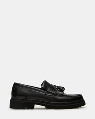 ARTHUS Black Leather Slip-On Tassel Men's Loafer