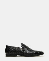 POCO Black Leather Woven Slip-On Men's Dress Loafer