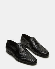 POCO Black Leather Woven Slip-On Men's Dress Loafer