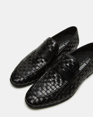 POCO Black Leather Woven Slip-On Men's Dress Loafer