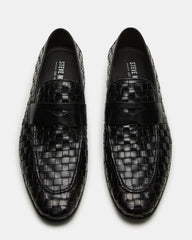 POCO Black Leather Woven Slip-On Men's Dress Loafer