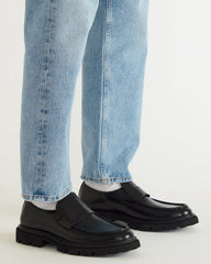 RADKIN Black Leather Slip-On Dress Men's Loafer