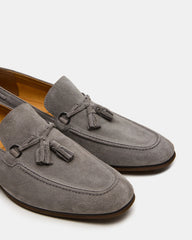 LOGAN Light Grey Suede Tassel Slip-On Men's Loafer