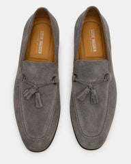 LOGAN Light Grey Suede Tassel Slip-On Men's Loafer