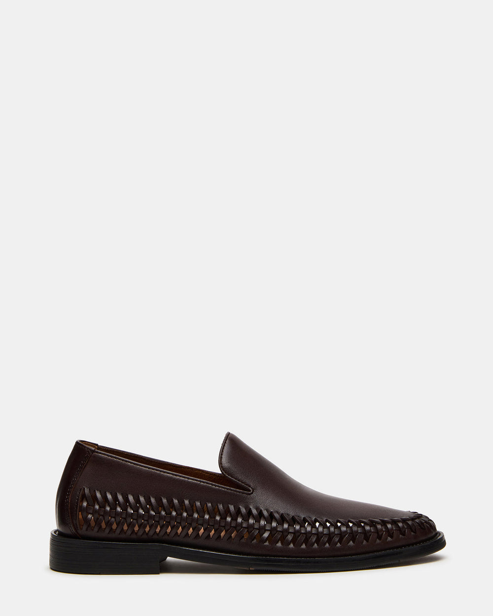 NAPOLI Brown Leather Slip-On Woven Men's Loafer