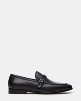 CHAPLIN Black Leather Woven-Strap Buckle Slip-On Men's Loafer