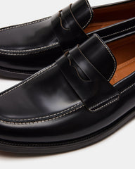 NATAN Black Leather Slip-On Dress Loafer | Men's Loafers