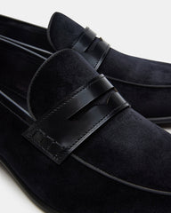 YARDLY Black Velvet Slip-On Men's Dress Loafer