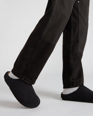 WENDELIN Black Faux Shearling Footbed Slip-On Men's Casual Clog