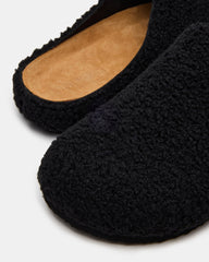 WENDELIN Black Faux Shearling Footbed Slip-On Men's Casual Clog