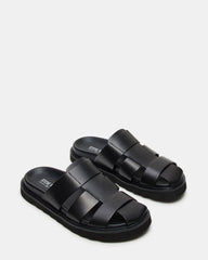 BLAZET Black Leather Footbed Fisherman Men's Sandal