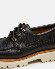 VICTOR Black Leather Slip-On Men's Casual Boat Shoe