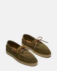 PANCHO Olive Suede Slip-On Espadrille Boat Shoe Men's Casual