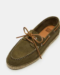 PANCHO Olive Suede Slip-On Espadrille Boat Shoe Men's Casual