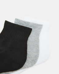 SPORT CUSHION QUARTER SOCKS BLACK/WHITE | Men's Sport Quarter Socks
