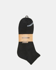 SPORT CUSHION QUARTER SOCKS BLACK/WHITE | Men's Sport Quarter Socks