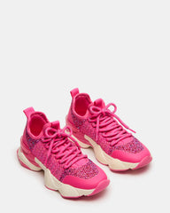 Kids' SOLACE Hot Pink Low-Top Lace-Up Knit Girls' Sneakers
