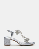 Kids' SAVVY Silver Girls' Strappy Rhinestone Block Heel