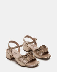 Kids' PRESS Gold Girls' Square-Toe Ruffle Block Heel