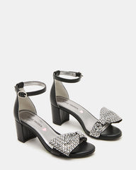 Kids' ABIGAL Black Rhinestone Embellised Block Heel Girls' Heel