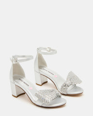 Kids' ABIGAL Silver Rhinestone Embellised Block Heel Girls' Heel