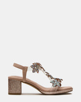 Kids' SAVVY Blush Girls' Strappy Rhinestone Block Heel