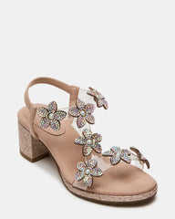 Kids' SAVVY Blush Girls' Strappy Rhinestone Block Heel