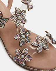 Kids' SAVVY Blush Girls' Strappy Rhinestone Block Heel