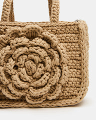 LUVLY Bag Natural Mini Top-Handle Flower Decal Crochet Crossbody Handbag