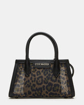PEACHY Leopard Women's Mini Top-Handle Mesh Handbag
