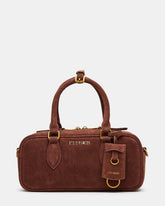 MERIT Bag Chestnut Suede Top-Handle Satchel Crossbody Handbag